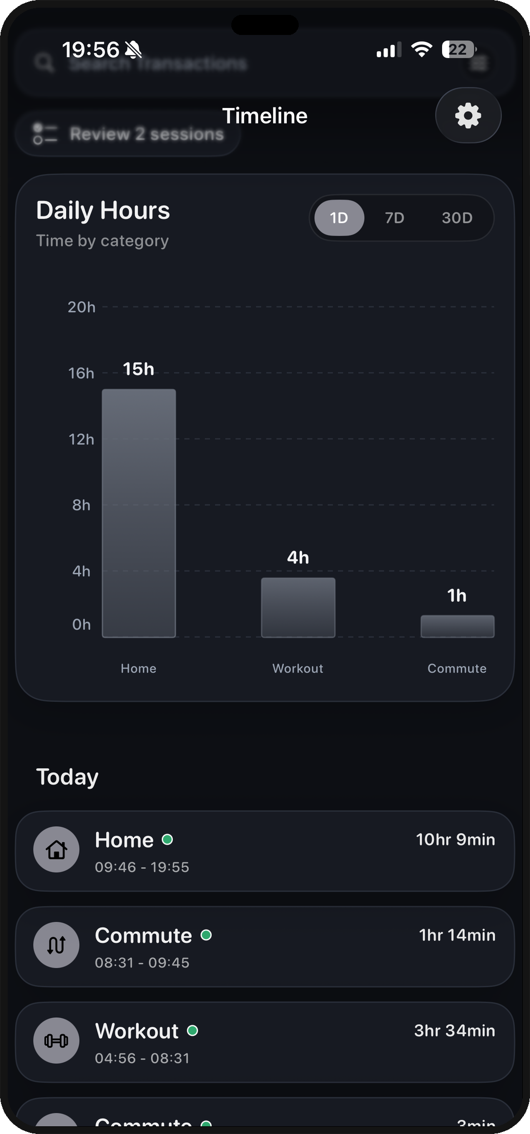 Myclok daily hours screen
